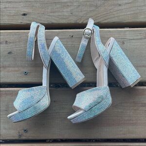Madden Girl Sparkling Silver Platform Sandals